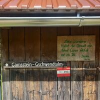 Wegweiser an der Hütte