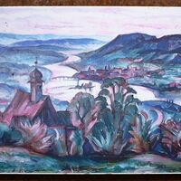 Kunstroute Station 28 - Walter Waentig: Blick auf Stein am Rhein, 1924