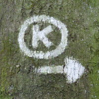 Wegmarkierung K-Weg im Wald