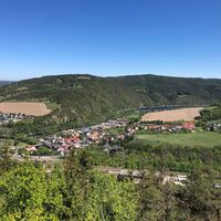 Lohmturm - Panorama ins Saaletal mit Kaulsdorf, Eichicht und Talsperre Eichicht