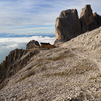 [ Dolomiten, Rosengarten ] | Tag 4 | Bei der Santnerpasshütte / Rif. Passo Santner, 2.734m