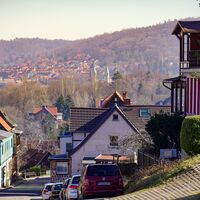 Blick von Bad Suderode zur Stiftskirche Gernrode