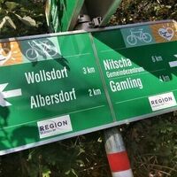 Sonnentour-Markierung durch das Sonnen-Symbol auf Wegweisern & Landesradwegen