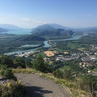 Blick auf den Lac du Bourget, die Rhone von den Serpentinen des Grand Colombier