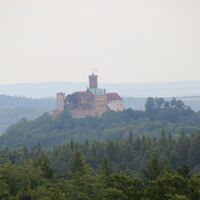 Blick zur Wartburg an der Hohen Sonne bei Eisenach