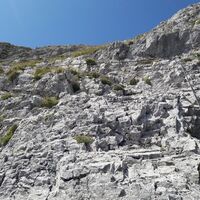 Eindrücke vom Aufstieg - versicherte Kletterpassage kurz vorm Gipfel