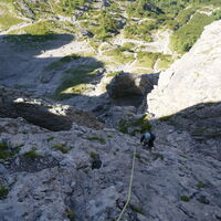 die steile Wand in der 6. Seillänge