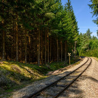 Wir queren das Gleis des Wackensteinexpress