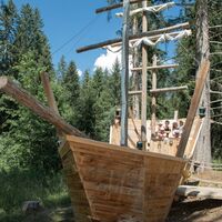 Das Piratenschiff bei Pifal. Wenige Meter neben Start und Ziel