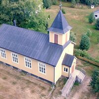 Luftaufnahme der Kalkkisten-Kirche