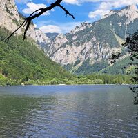 Blick zum Ostufer und Strenitzkogel, Pfaffenstein