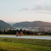 Radtour Donauradweg Blick auf Grein Perg