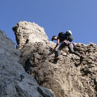 die Schlüsselstelle B/C beim Abstieg in die Zellinscharte