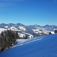 Panorama auf dem Winterwanderweg am Tannerberg, Alberschwende