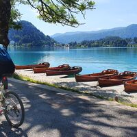 Radfahren entlang des Sees