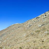 Unschwierige Querung in der Südflanke zum Gipfel
