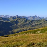 Blick auf den Bregenzerwald und die Schweizer Alpen