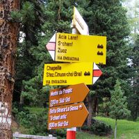 Wegweiser Höhe Via Engiadina bei Prospitz