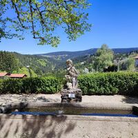 Aussicht vom Klosterbrunnen zum Knogl und Predigtstuhl