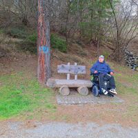 Eine Bank entlang des Weges