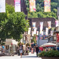 Geislinger Fußgängerzone mit Fahnenmeer