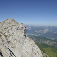 nach der ersten schwierigeren Stelle blicken wir zurück zum Scheffauer