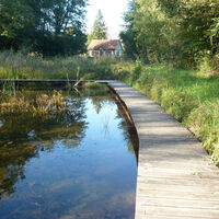 Holzsteg durch die Teiche