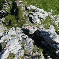 Abstieg in Scharte zum Hauptgipfel, 3. Kletterstelle.