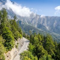 Radfahrer im Aufstieg von Leytron-Ovronnaz