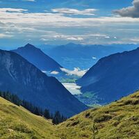 Ausblick vom Schleimssattel in Richtung Pertisau und Achensee