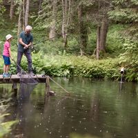 Fischteich mit Forellen