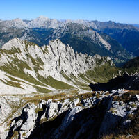 Blick auf das Tal der Creta Forata vom Gipfel des Monte Tul
