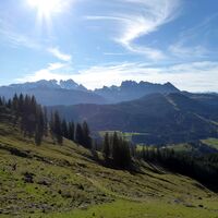 Blick auf Dachstein und Gosaukamm (rechts)
