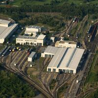 Hallen und Schienenanlagen des Prüfcentrums Wegberg-Wildenrath