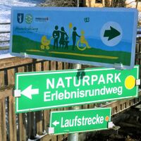 Wegweiser bei Hotel Restaurant Gruber im Winter, in der Oststeiermark