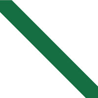 Markierungszeichen des Wanderweges: Grüne Diagonale auf weißem Grund