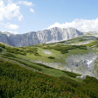 ein letzter Blick zur Hochschwab Südwand bevor wir ins Karl absteigen