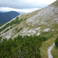 den Pfad die letzte Kurve weiter (Blick zurück)