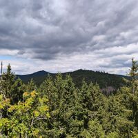 Ankunft am Hohlstein (Großalmeyerschloß) mit Blick zum Lusen