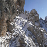 die Querung ist trotz Schnee sehr gut zu erkennen