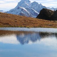 Kleiner See bei Col Bancet, im Hintergrund der Monviso
