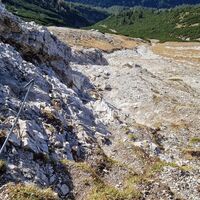 Drahtseilpassage beim Abstieg Richtung Namlos