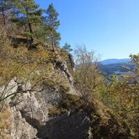 westlicher Blick während des Abstiegs zur Tannhäuserhöhle