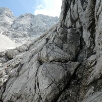 Aufstieghilfe über Eisenleiter zum Hansbauer-Band