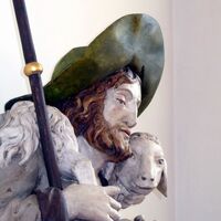 Eine entzückende Schäferdarstellung von Meinrad Guggenbichler in der Pfarrkirche von Schleedorf.