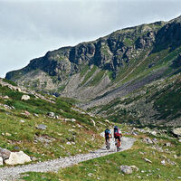 Foto aus den späten neunziger Jahren. Pedalieren zum Passo di Verva.