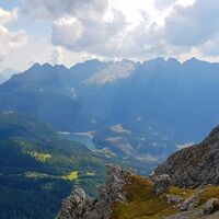Panorama auf dem Lagorai Kette und Fortebuso Stausee