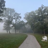 Weiter am Weg, mit kaiserlichen Rastbankerln und oktoberlicher Nebelstimmung