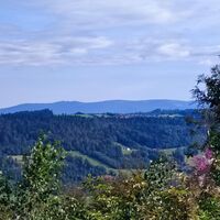 Blick zum Hochstein, Dreisessel und Plöckenstein