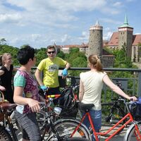Blick von der Friedensbrücke auf Bautzens Altstadtpanorama